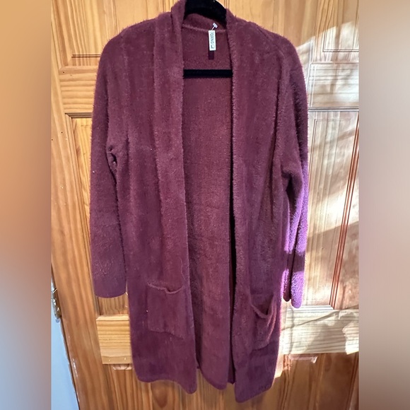 Long Pink Fuzzy Cardigan Quing - Picture 1 of 7
